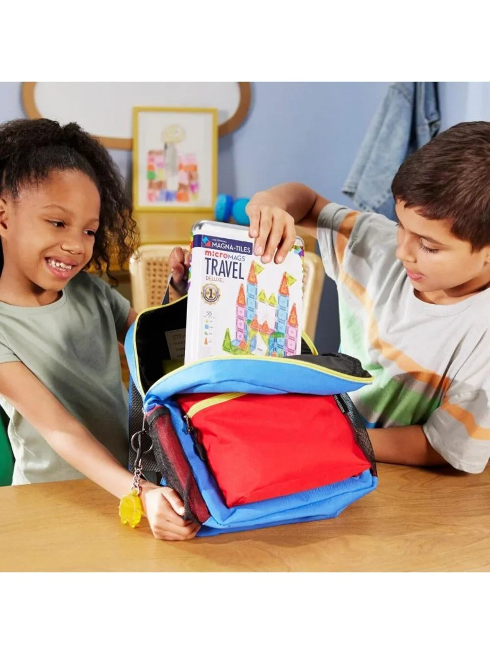 Deluxe 55-Piece Magnetic Building Set - Travel-Friendly Construction Toys